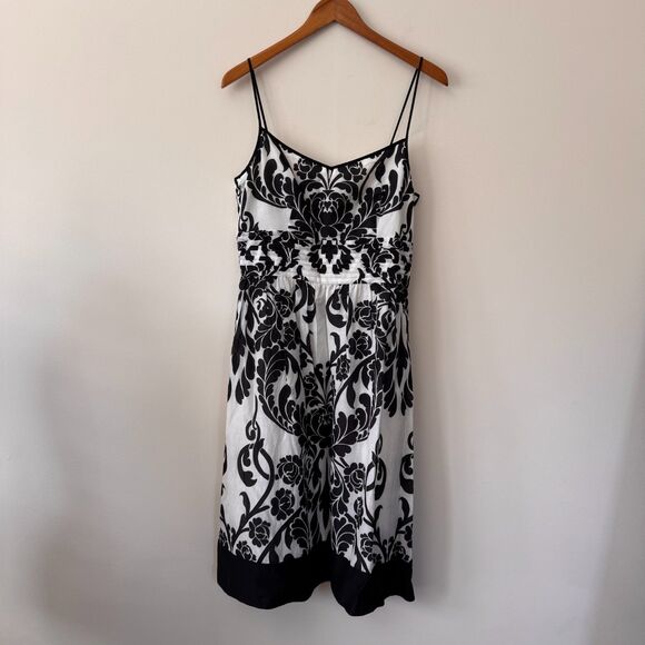 Ann Taylor Dresses & Skirts - Ann Taylor Black & White Damask Print Spaghetti Strap Dress Size 8